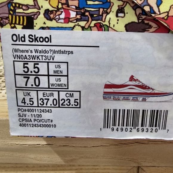 Vans Old Skool, (Where's Waldo?) International Stripes, Unisex M5.5, W7, NWT - Picture 14 of 16